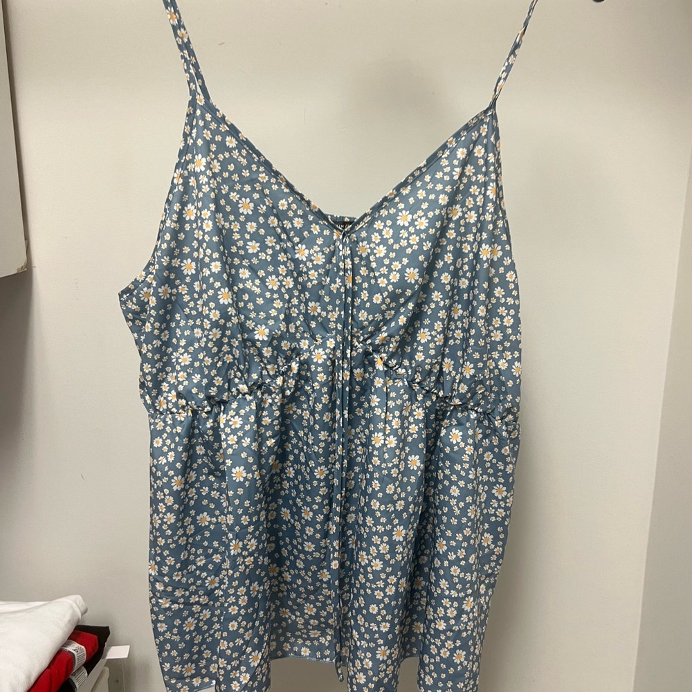 SHEIN Silver Blue Sleeveless Tie Front Camisole